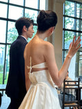 Vintage Wedding Dress Ball Gown Strapless Ivory Summer Beach Long Wedding Dresses Bridal Gowns HZ1214