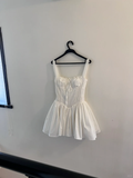 Cute A line Square White Short Lace Homecoming Dress Summer Middle School Formal Hoco Dresses Cocktail Dress Birthday Outfits HZ1214