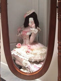 Vintage Ball Gown Square Neck Pink Short Summer 16th Burgundy Birthday Dress Lolita Dress Birthday Outfits HZ1214