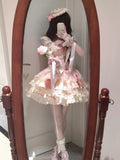 Vintage Ball Gown Square Neck Pink Short Summer 16th Burgundy Birthday Dress Lolita Dress Birthday Outfits HZ1214