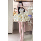 Cute Ball Gown Sweetheart Light Yellow Satin Short Summer 16th Burgundy Birthday Dress Lolita Dress Birthday Outfits HZ1214