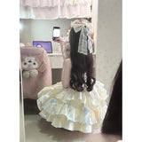 Cute Ball Gown Sweetheart Light Yellow Satin Short Summer 16th Burgundy Birthday Dress Lolita Dress Birthday Outfits HZ1214