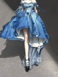 Vintage Ball Gown Off The Shoulder Short Sleeves 16th Blue Birthday Dress Lolita Summer Dress Birthday Outfits HZ1214