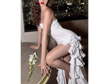 Elegant Sheath Strapless White Chiffon Long Prom Dresses Party Dress Summer 20th Birthday Outfits 18th Birthday Dresses HZ1214