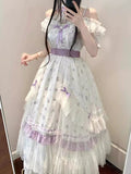 Cute Ball Gown Off The Shoulder Lilac Summer 18th White With Sleeves Birthday Dress Lolita Dress Birthday Outfits HZ1214