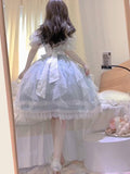 Vintage Ball Gown Off The Shoulder Blue Short Summer Holiday Dresses 16th Birthday Dress Lolita Dress White Birthday Outfits HZ1214