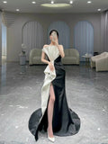 Elegant Mermaid Strapless Satin Black Long Prom Dresses Party Dress Summer 20th Birthday Outfits 18th Birthday Dresses HZ1214