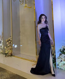 Classy Mermaid One Shoulder Black Tie Formal Prom Gown Summer Wedding Guest Dress Bridal Guest Dresses Wedding Outfits For Guest HZ1214