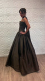 Classy Ball Gown Strapless Sleeveless Black Formal Long Prom Gown Summer Wedding Guest Dress Bridal Guest Dresses Wedding Outfits For Guest HZ1214