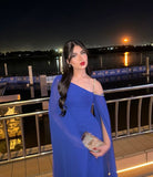 Classy A Line One Shoulder Royal Blue Sleeveless Chiffon Formal Long Prom Gown Summer Wedding Guest Dress Bridal Guest Dresses Wedding Outfits For Guest HZ1214