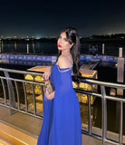 Classy A Line One Shoulder Royal Blue Sleeveless Chiffon Formal Long Prom Gown Summer Wedding Guest Dress Bridal Guest Dresses Wedding Outfits For Guest HZ1214