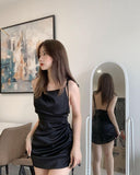 Cute Sheath Spaghetti Straps Short Black Formal 8th Grade Homecoming Dress Summer Middle School Hoco Dresses Birthday Outfits HZ1214