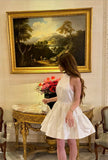 Cute Ball Gown High Neck Short White Formal 8th Grade Homecoming Dress Summer Middle School Hoco Dresses Birthday Outfits HZ1214