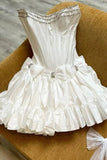 Cute Strapless A-Line Beaded Mini Homecoming Dresses 18th Birthday Dresses Hoco Dress 21st Birthday Outfit Cocktail Dresses HZ1214