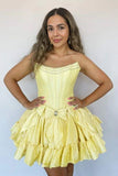 Cute Strapless A-Line Beaded Mini Homecoming Dresses 18th Birthday Dresses Hoco Dress 21st Birthday Outfit Cocktail Dresses HZ1214