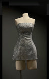 Cute A line Strapless Silver Short Sequin Formal 8th Grade Homecoming Dress Summer Middle School Hoco Dresses Birthday Outfits HZ1214