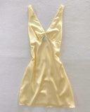 Cute A line V Neck Yellow Short Formal 8th Grade Homecoming Dress Summer Middle School Hoco Dresses Birthday Outfits HZ1214