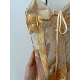 Cute A line Spaghetti Straps Short Gold Sequin Formal 8th Grade Homecoming Dress Summer Middle School Hoco Dresses Birthday Outfits HZ1214
