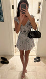 Vintage A line V Neck Light Gray Chiffon Formal 8th Grade Homecoming Dress Summer Middle School Hoco Dresses Birthday Outfits HZ1214