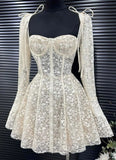 Pretty A line Sweetheart White Lace Dress Formal 8th Grade Short Mini Homecoming Dress Summer Middle School Hoco Dresses Birthday Outfits HZ1214
