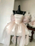 Vintage Ball Gown Spaghetti Straps Pink Tulle Short Mini Formal 8th Grade Homecoming Dress Summer Middle School Hoco Dresses Birthday Outfits HZ1214