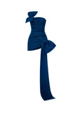 Cute Sheath Strapless Navy Blue Satin Short Mini Formal 8th Grade Homecoming Dresses Summer Middle School Hoco Dress Birthday Outfits HZ1214