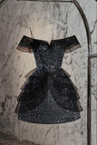 Vintage A line Spaghetti Straps Little Black Dress Short Mini Formal 8th Grade Homecoming Dresses Summer Middle School Hoco Dress Birthday Outfits HZ1214