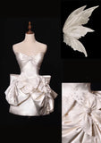 Simple Wedding Dress Sheath Strapless Summer Short Wedding Dresses Bride Dress Bridal Gowns With Bow HZ1214