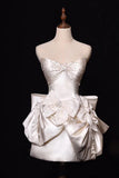 Simple Wedding Dress Sheath Strapless Summer Short Wedding Dresses Bride Dress Bridal Gowns With Bow HZ1214