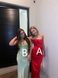 Niulatu Red Satin Long Evening Dress Red Party Gown HZ1007