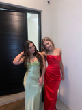 Niulatu Red Satin Long Evening Dress Red Party Gown HZ1007