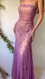 Niulatu Strapless Tulle Beaded Mermaid Prom Evening Dress HZ1007