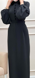 Niulatu Black Column Evening Dress With Long Sleeves HZ1007