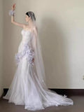 Sexy Mermaid Sweetheart Light Lilac Tulle Prom Dresses Party Dress Summer 20th Birthday Outfits Birthday Dresses HZ1214
