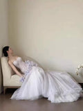 Sexy Mermaid Sweetheart Light Lilac Tulle Prom Dresses Party Dress Summer 20th Birthday Outfits Birthday Dresses HZ1214