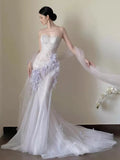 Sexy Mermaid Sweetheart Light Lilac Tulle Prom Dresses Party Dress Summer 20th Birthday Outfits Birthday Dresses HZ1214