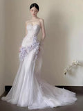 Sexy Mermaid Sweetheart Light Lilac Tulle Prom Dresses Party Dress Summer 20th Birthday Outfits Birthday Dresses HZ1214