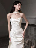 Pretty Wedding Dress Mermaid Sweetheart White Long Satin Wedding Dresses Bridal Gowns Brides Gown HZ1214