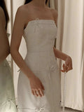 Vintage Wedding Dress Sheath Strapless Ivory Bow-knot Summer Beach Long Wedding Dresses Bridal Gowns HZ1214