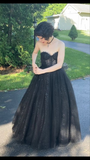 Niulatu Black Sweetheart A-line Prom Dress Black Evening Gown HZ1007