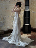 Vintage Wedding Dress A Line Spaghetti Straps Ivory Summer Beach Long Wedding Dresses Bridal Gowns HZ1214
