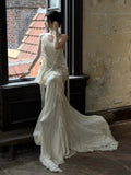 Vintage Wedding Dress A Line Spaghetti Straps Ivory Summer Beach Long Wedding Dresses Bridal Gowns HZ1214