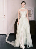 Modest A line Strapless Formal Prom Gown Summer Wedding Guest Dress Bridal Guest Dresses Wedding Outfits For Guest HZ1214