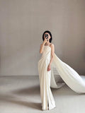 Pretty Wedding Dress Sheath Strapless White Long Satin Wedding Dresses Bridal Gowns Brides Gown HZ1214