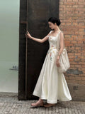 Sexy A line Square White Sleeveless Prom Dresses Party Dress Summer Birthday Outfits Birthday Dresses HZ1214