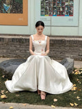 Sexy A line Square White Sleeveless Prom Dresses Party Dress Summer Birthday Outfits Birthday Dresses HZ1214