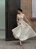 Sexy A line Square White Sleeveless Prom Dresses Party Dress Summer Birthday Outfits Birthday Dresses HZ1214