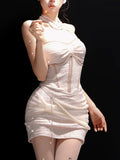 Pretty Sheath Halter White Sequin Summer 16th Birthday Dresses For Teens Hoco Dress Mini 18th Birthday Outfit Cocktail Dresses For Women HZ1214