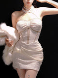 Pretty Sheath Halter White Sequin Summer 16th Birthday Dresses For Teens Hoco Dress Mini 18th Birthday Outfit Cocktail Dresses For Women HZ1214