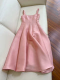 Vintage A line Square Neck Pink Long Evening Party Gowns Evening Formal Dresses Prom Dress HZ1214